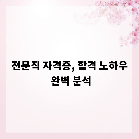 전문직 자격증, 합격 노하우 완벽 분석