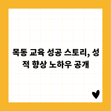 목동 교육 성공 스토리, 성적 향상 노하우 공개