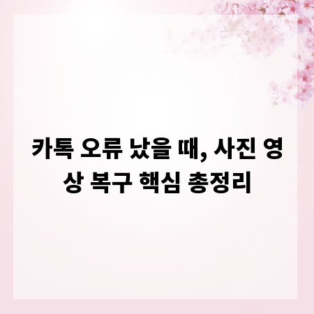 카톡 오류 났을 때, 사진 영상 복구 핵심 총정리
