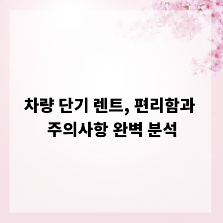 차량 단기 렌트, 편리함과 주의사항 완벽 분석