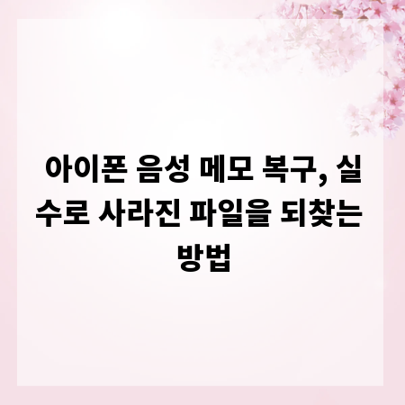 아이폰 음성 메모 복구, 실수로 사라진 파일을 되찾는 방법