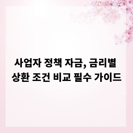 사업자 정책 자금, 금리별 상환 조건 비교 필수 가이드
