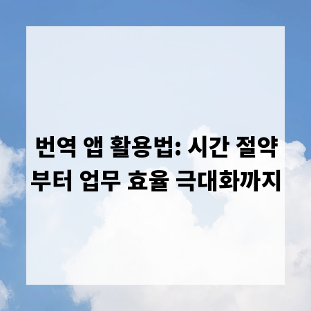 번역 앱 활용법: 시간 절약부터 업무 효율 극대화까지