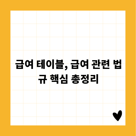 급여 테이블, 급여 관련 법규 핵심 총정리