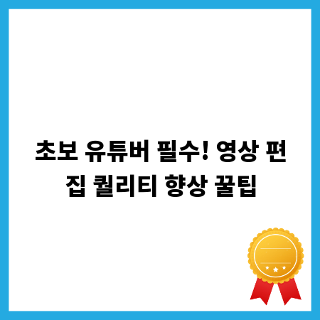 초보 유튜버 필수! 영상 편집 퀄리티 향상 꿀팁