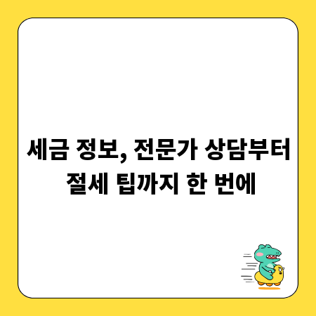 세금 정보, 전문가 상담부터 절세 팁까지 한 번에