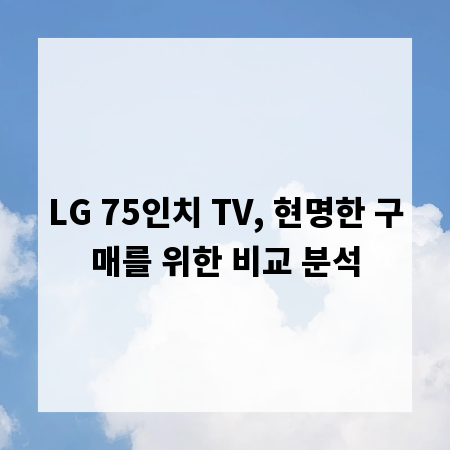 LG 75인치 TV, 현명한 구매를 위한 비교 분석