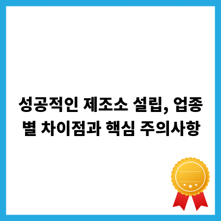 성공적인 제조소 설립, 업종별 차이점과 핵심 주의사항