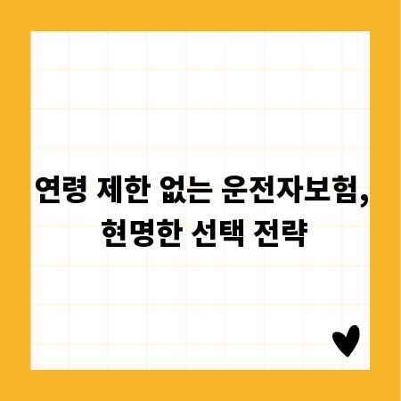 연령 제한 없는 운전자보험, 현명한 선택 전략