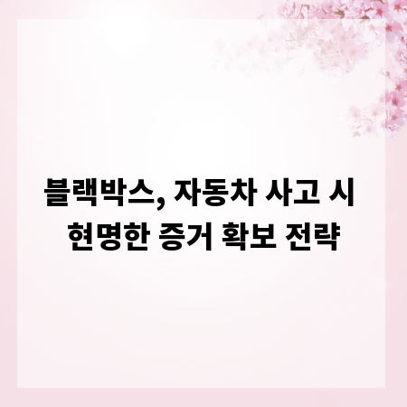 블랙박스, 자동차 사고 시 현명한 증거 확보 전략