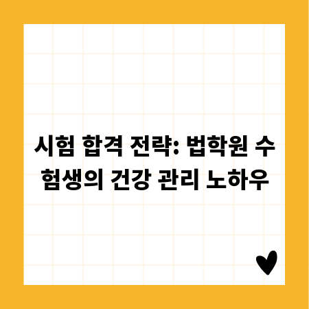 시험 합격 전략: 법학원 수험생의 건강 관리 노하우