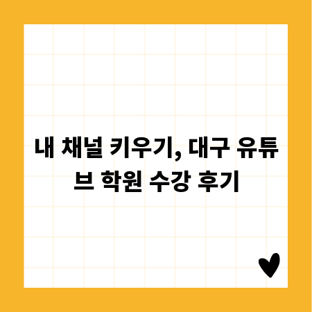 내 채널 키우기, 대구 유튜브 학원 수강 후기