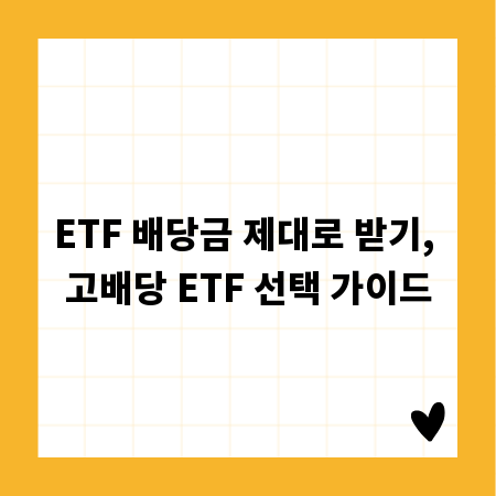 ETF 배당금 제대로 받기, 고배당 ETF 선택 가이드