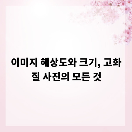 이미지 해상도와 크기, 고화질 사진의 모든 것