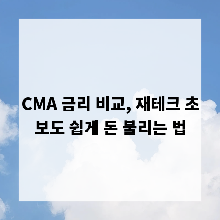CMA 금리 비교, 재테크 초보도 쉽게 돈 불리는 법