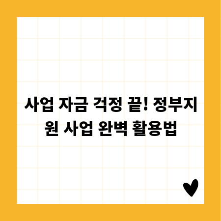 사업 자금 걱정 끝! 정부지원 사업 완벽 활용법