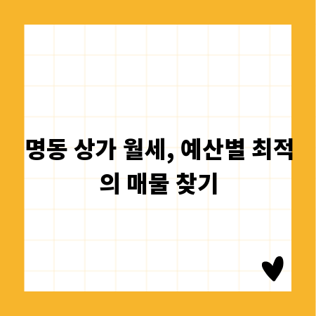 명동 상가 월세, 예산별 최적의 매물 찾기