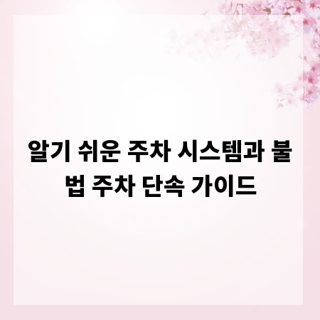 알기 쉬운 주차 시스템과 불법 주차 단속 가이드