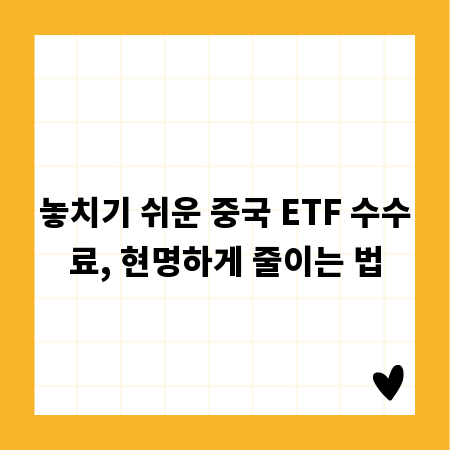 놓치기 쉬운 중국 ETF 수수료, 현명하게 줄이는 법