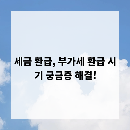 세금 환급, 부가세 환급 시기 궁금증 해결!
