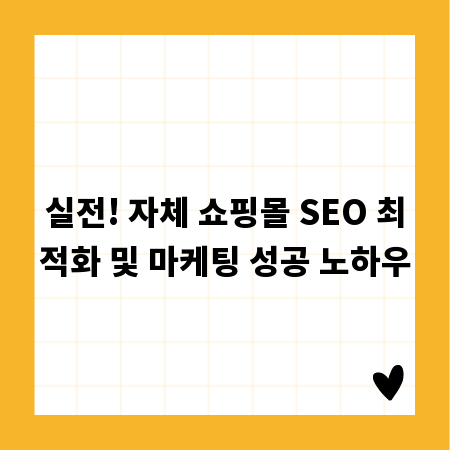 실전! 자체 쇼핑몰 SEO 최적화 및 마케팅 성공 노하우