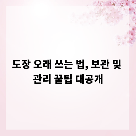 도장 오래 쓰는 법, 보관 및 관리 꿀팁 대공개
