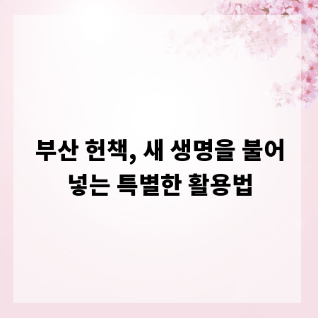부산 헌책, 새 생명을 불어넣는 특별한 활용법