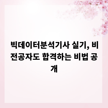 빅데이터분석기사 실기, 비전공자도 합격하는 비법 공개