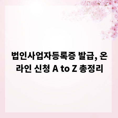 법인사업자등록증 발급, 온라인 신청 A to Z 총정리