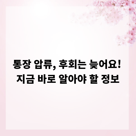 통장 압류, 후회는 늦어요! 지금 바로 알아야 할 정보