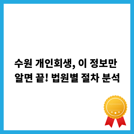 수원 개인회생, 이 정보만 알면 끝! 법원별 절차 분석