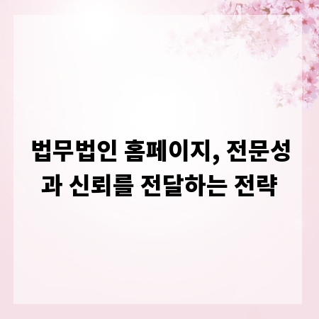 법무법인 홈페이지, 전문성과 신뢰를 전달하는 전략