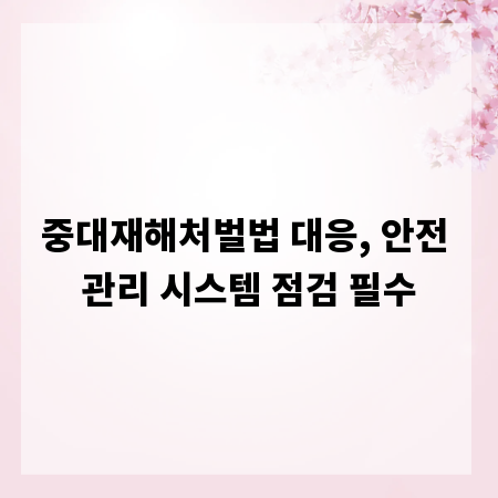 중대재해처벌법 대응, 안전 관리 시스템 점검 필수