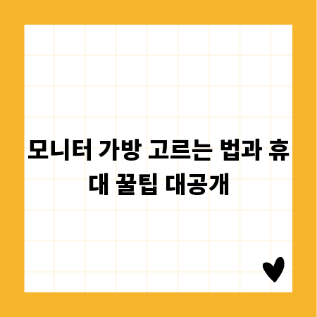 모니터 가방 고르는 법과 휴대 꿀팁 대공개