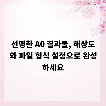 선명한 A0 결과물, 해상도와 파일 형식 설정으로 완성하세요