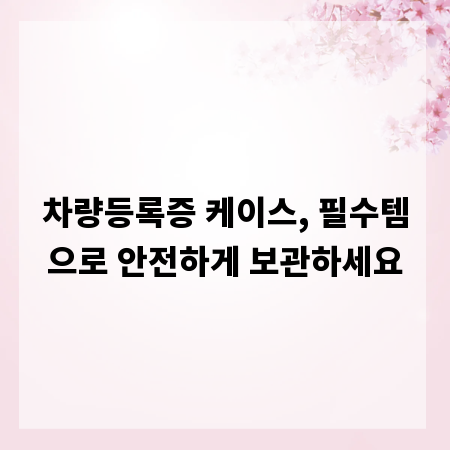 차량등록증 케이스, 필수템으로 안전하게 보관하세요