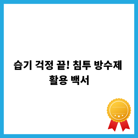 습기 걱정 끝! 침투 방수제 활용 백서