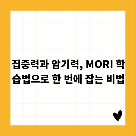 집중력과 암기력, MORI 학습법으로 한 번에 잡는 비법