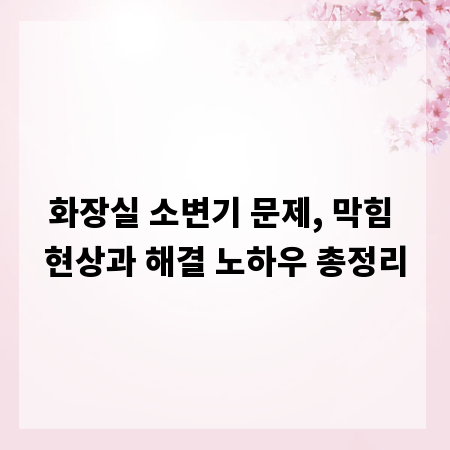 화장실 소변기 문제, 막힘 현상과 해결 노하우 총정리