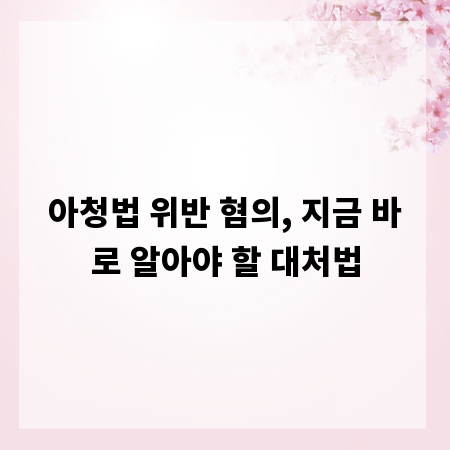 아청법 위반 혐의, 지금 바로 알아야 할 대처법