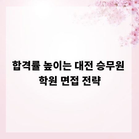 합격률 높이는 대전 승무원 학원 면접 전략