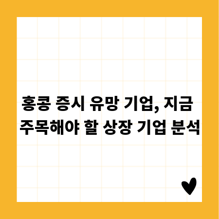 홍콩 증시 유망 기업, 지금 주목해야 할 상장 기업 분석