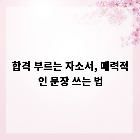합격 부르는 자소서, 매력적인 문장 쓰는 법