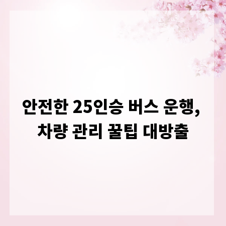 안전한 25인승 버스 운행, 차량 관리 꿀팁 대방출