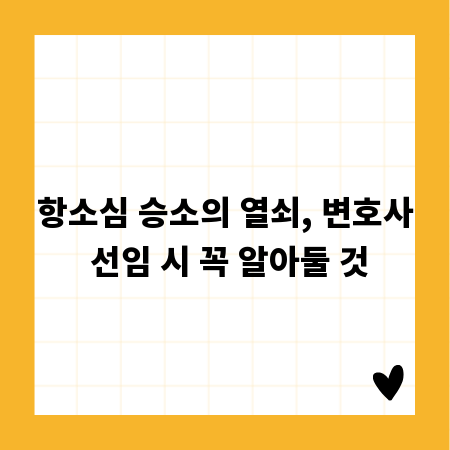항소심 승소의 열쇠, 변호사 선임 시 꼭 알아둘 것