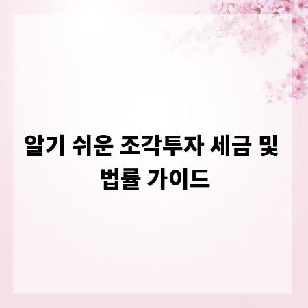 알기 쉬운 조각투자 세금 및 법률 가이드