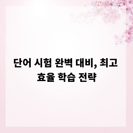 단어 시험 완벽 대비, 최고 효율 학습 전략