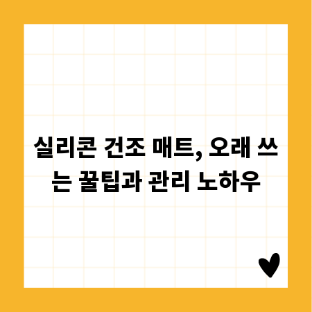 실리콘 건조 매트, 오래 쓰는 꿀팁과 관리 노하우