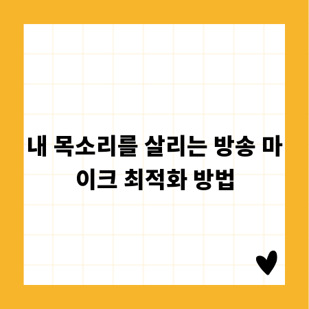 내 목소리를 살리는 방송 마이크 최적화 방법