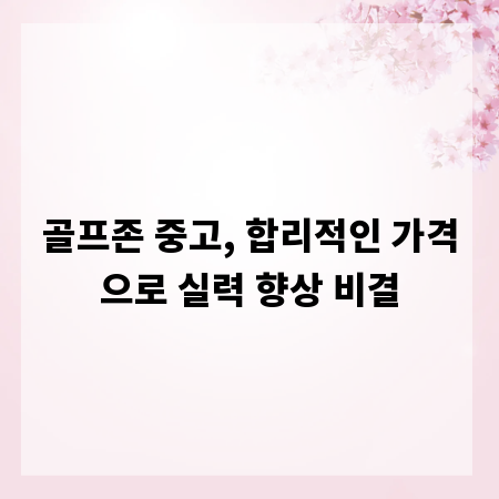 골프존 중고, 합리적인 가격으로 실력 향상 비결